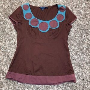 Boden Short Sleeve Applique Blouse